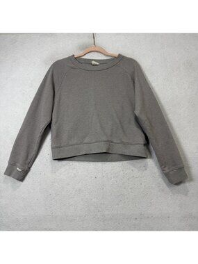 Easy STANDARD Sweatshirt Womens Small Gray Terry Crewneck Raglan Pullover Top